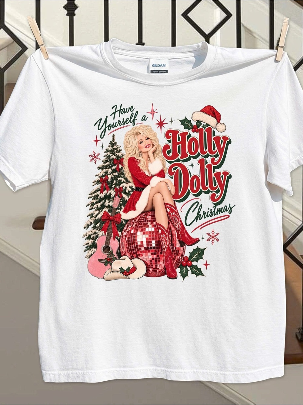 Holly Dolly Christmas Graphic Tee, Rip Dolly Parton